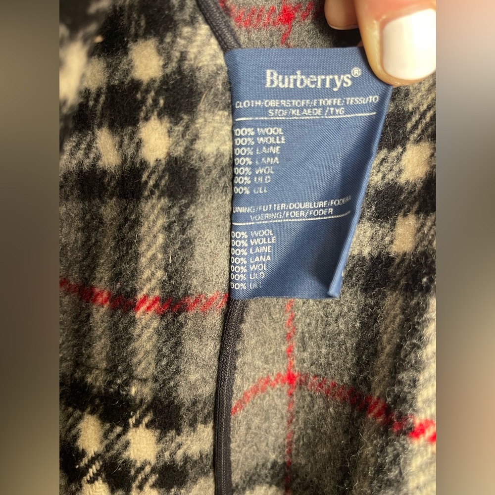 Vintage Burberrys London Duffle Coat Wool Hooded Toggle Gray Men’s L England - Picture 7 of 12